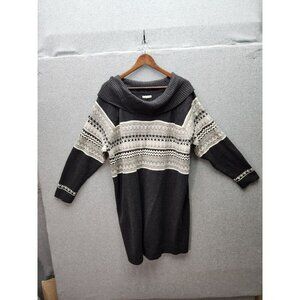 Maurices Womens Charcoal Gray & Cream Cowl Neck Sweater Dress 3x